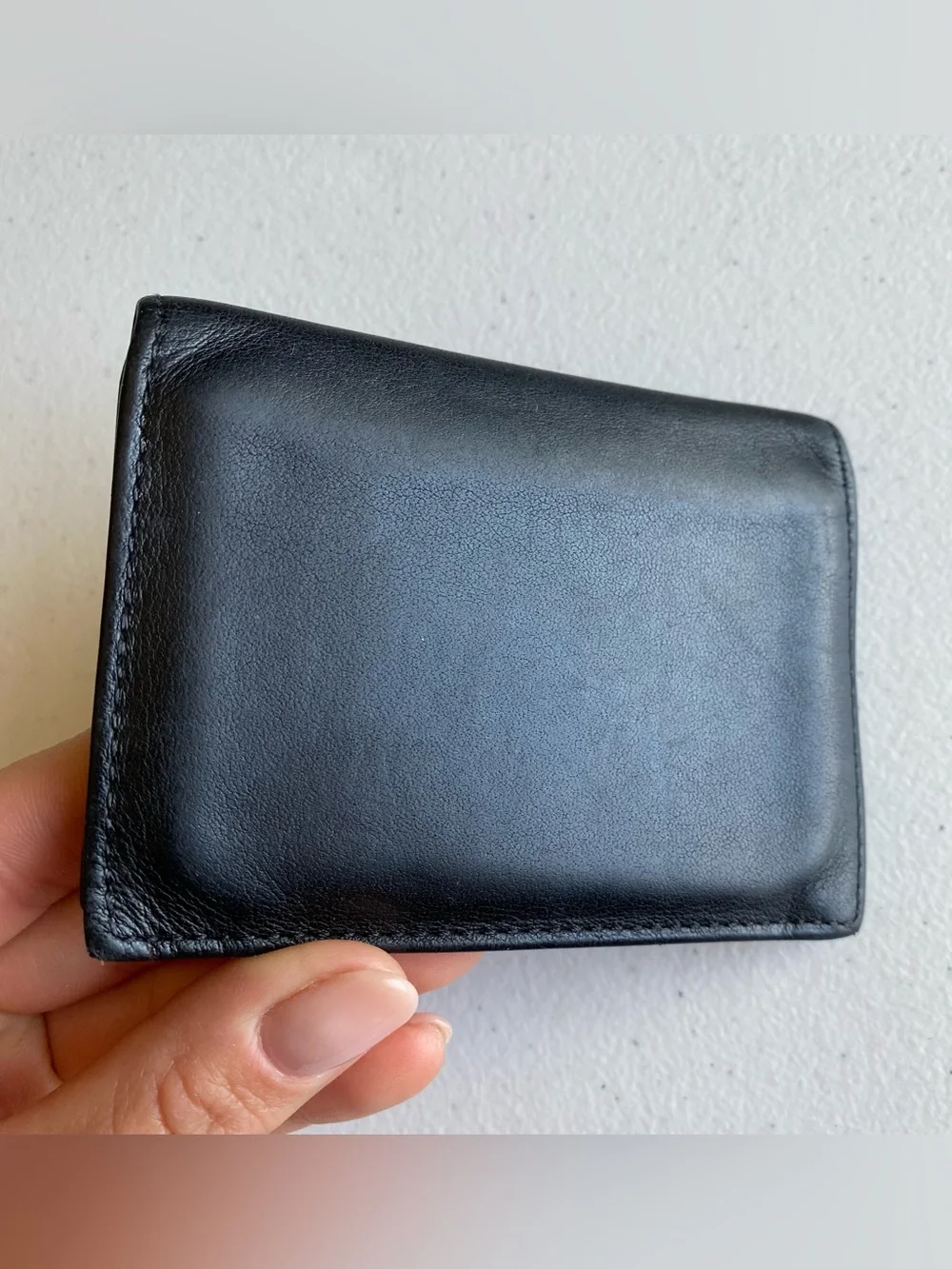 Tumi Black Genuine Leather Card Slit Small Square Wallet